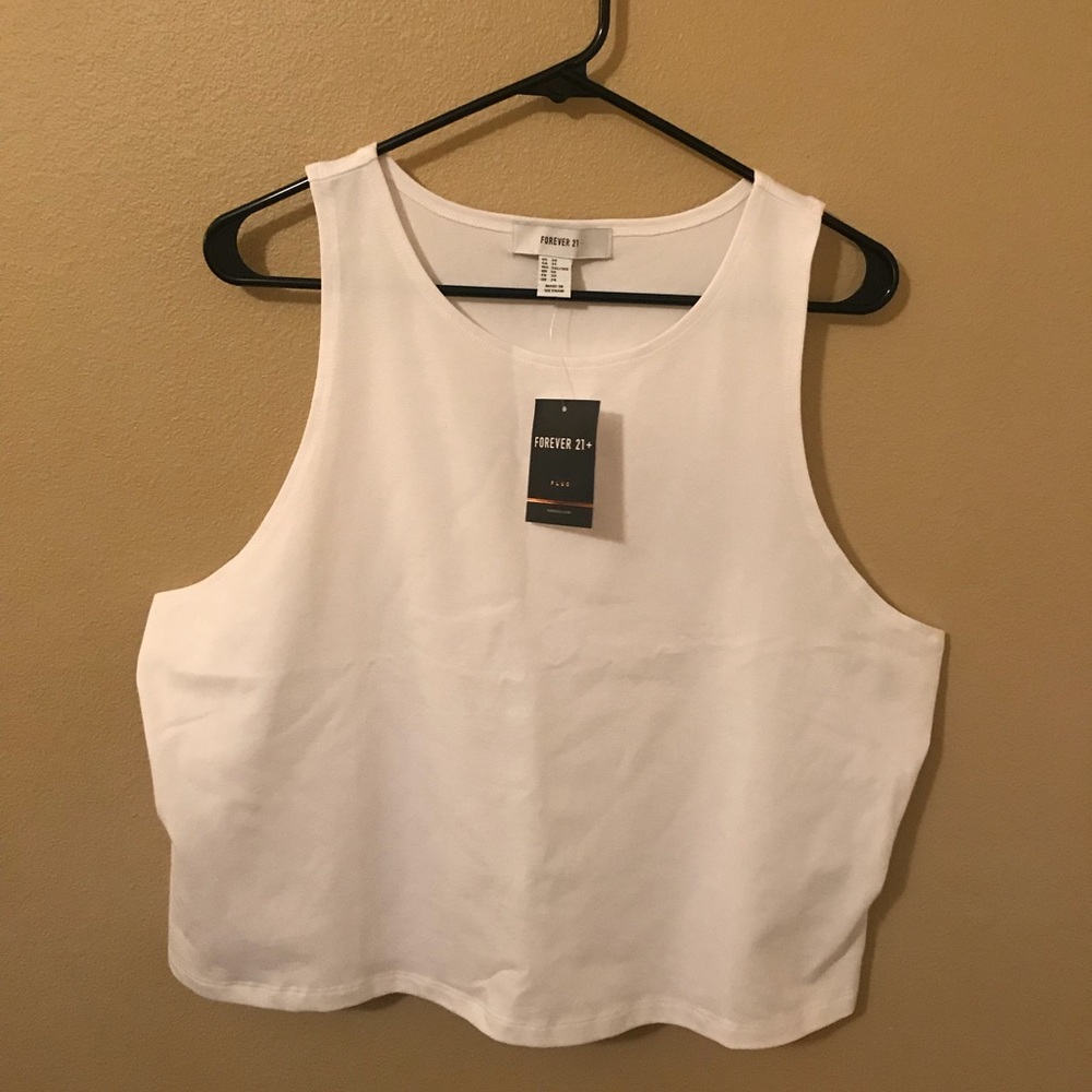 NWT forever 21 plus size white crop tank top